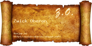 Zwick Oberon névjegykártya